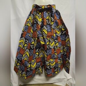 Vibrant 100% Ankara Fabric  Belted Gaucho Pants.  Fits Sz 12 - 18. Wide Pant Leg